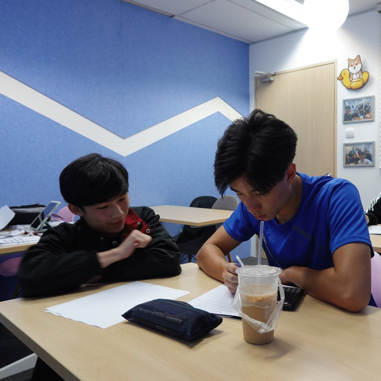Two students working through a problem together